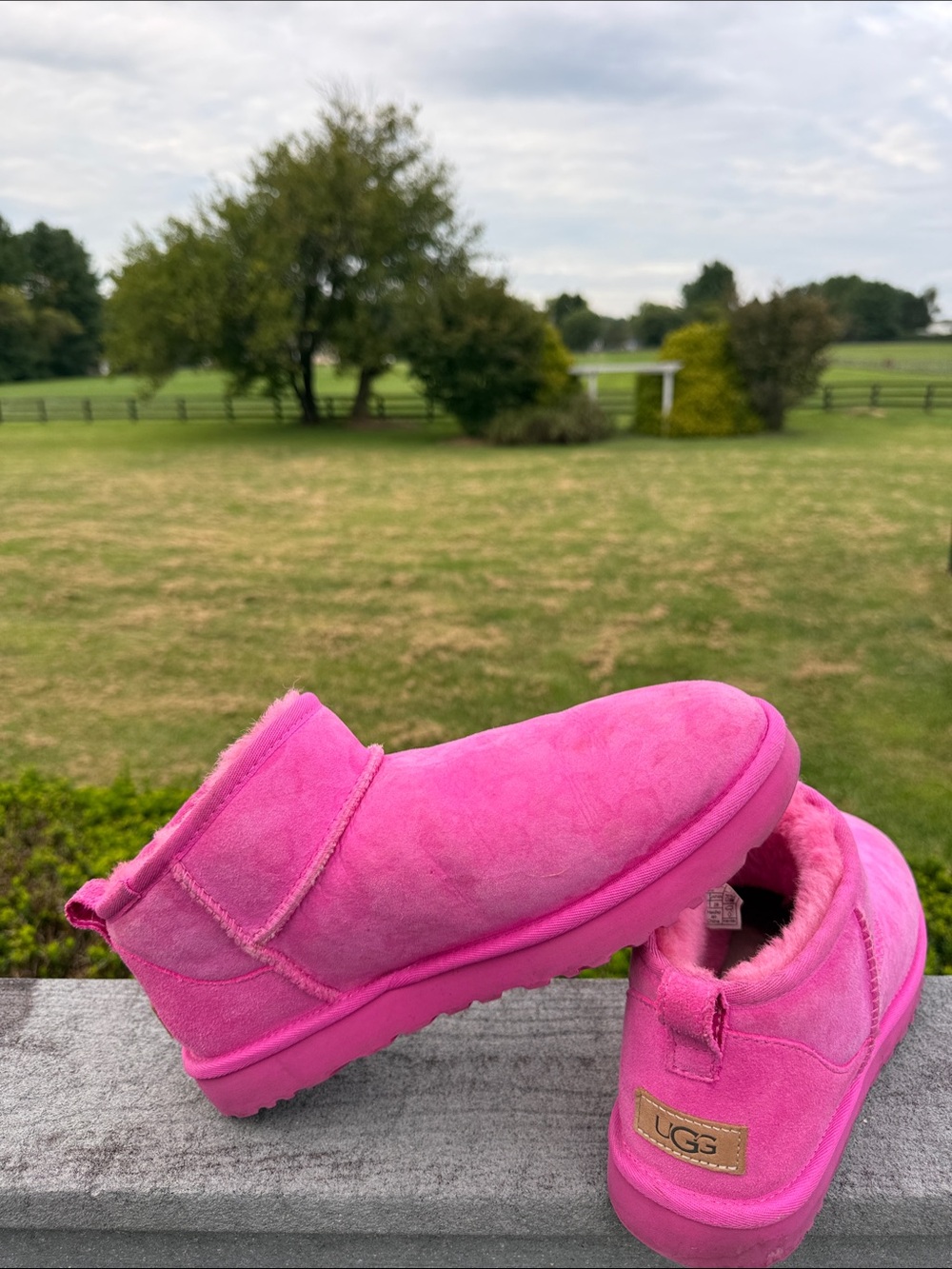 UGG Women's Short Suede Ankle Booties in Bright Pink, Size 11
